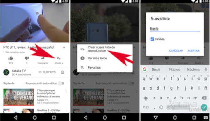 reproducir VÍDEOS EN BUCLE con YouTube para Android